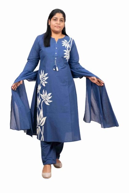 Mull Cotton A-Line Embroidered Kurta Set Women – Banglore Fashions